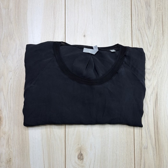 Vince Tops - Vince Women's 100% Silk Front Pullover Blouse Top Black Size Medium
